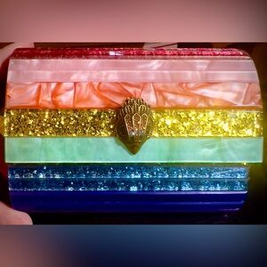 Kurt Geiger of London Multi Glitter Micro Mini Party Eagle Bag 4.7”x 3.1”x 1.5”